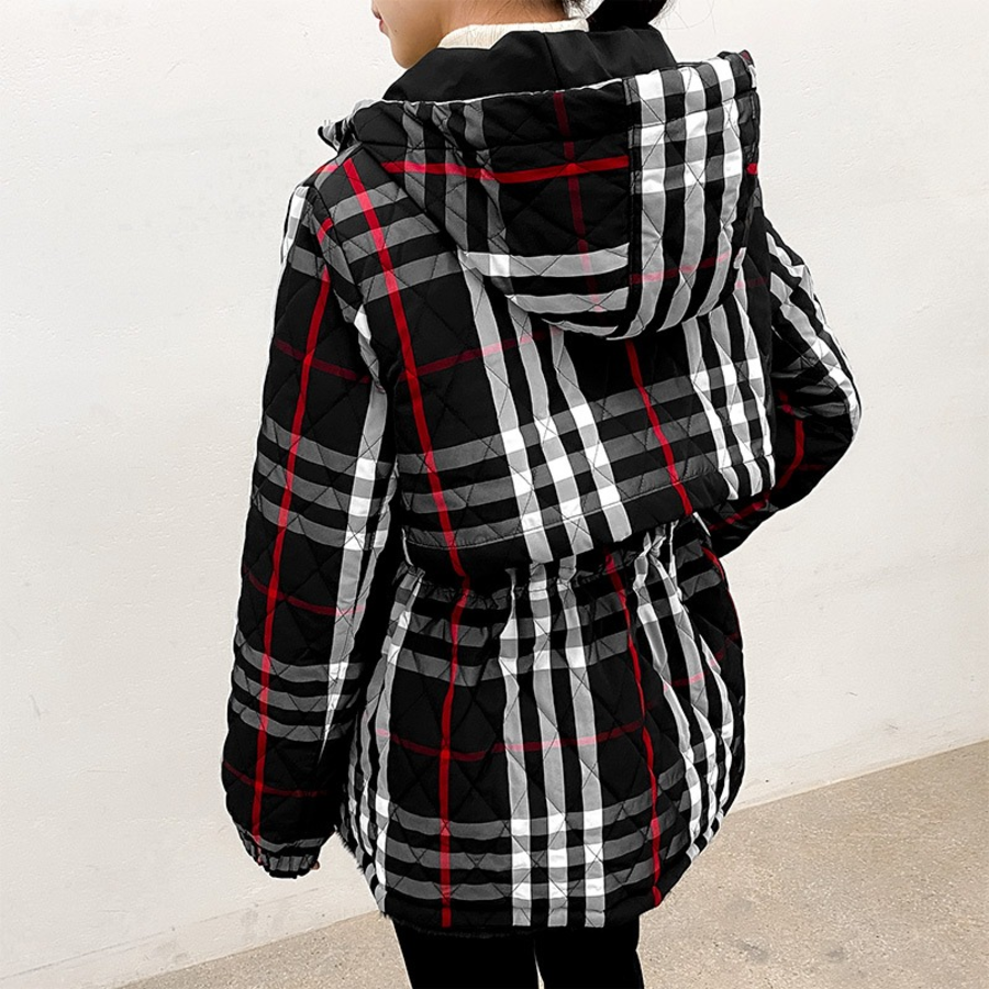 Fleece-Lined Check Hooded Safari Jacket