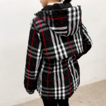 Fleece-Lined Check Hooded Safari Jacket