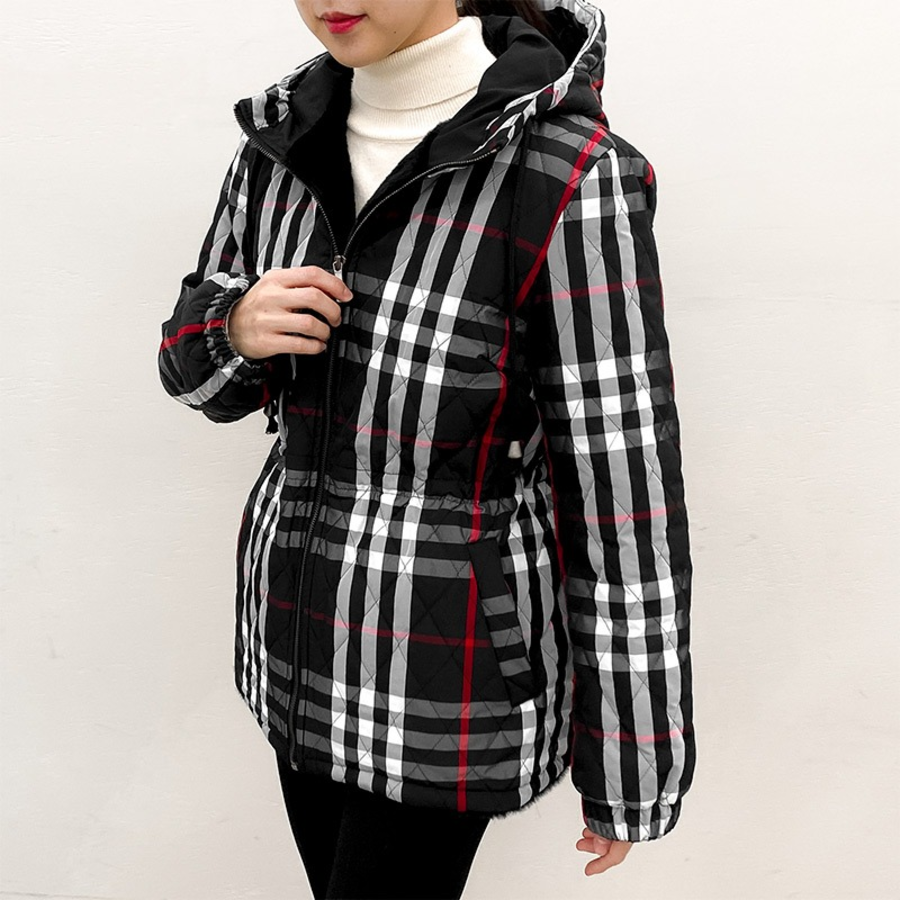 Fleece-Lined Check Hooded Safari Jacket