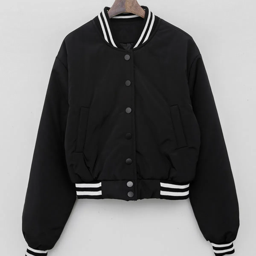 Basic Snap Button Baseball Jacket