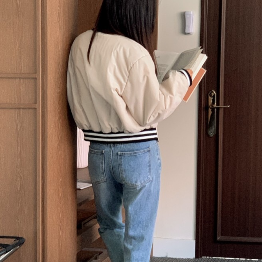 Basic Snap Button Baseball Jacket