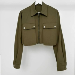 Two-Way Zip-Up Collar Crop Jacket
