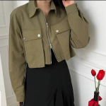 Two-Way Zip-Up Collar Crop Jacket