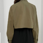 Two-Way Zip-Up Collar Crop Jacket