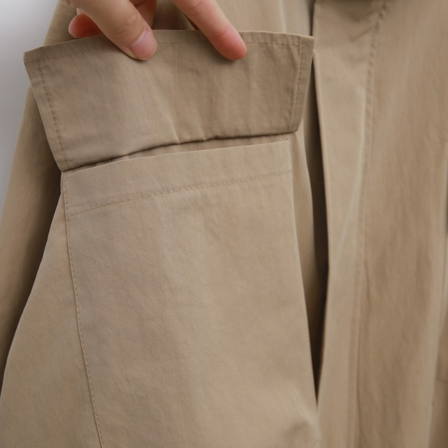 Nylon Zip-Up Safari Short Jacket