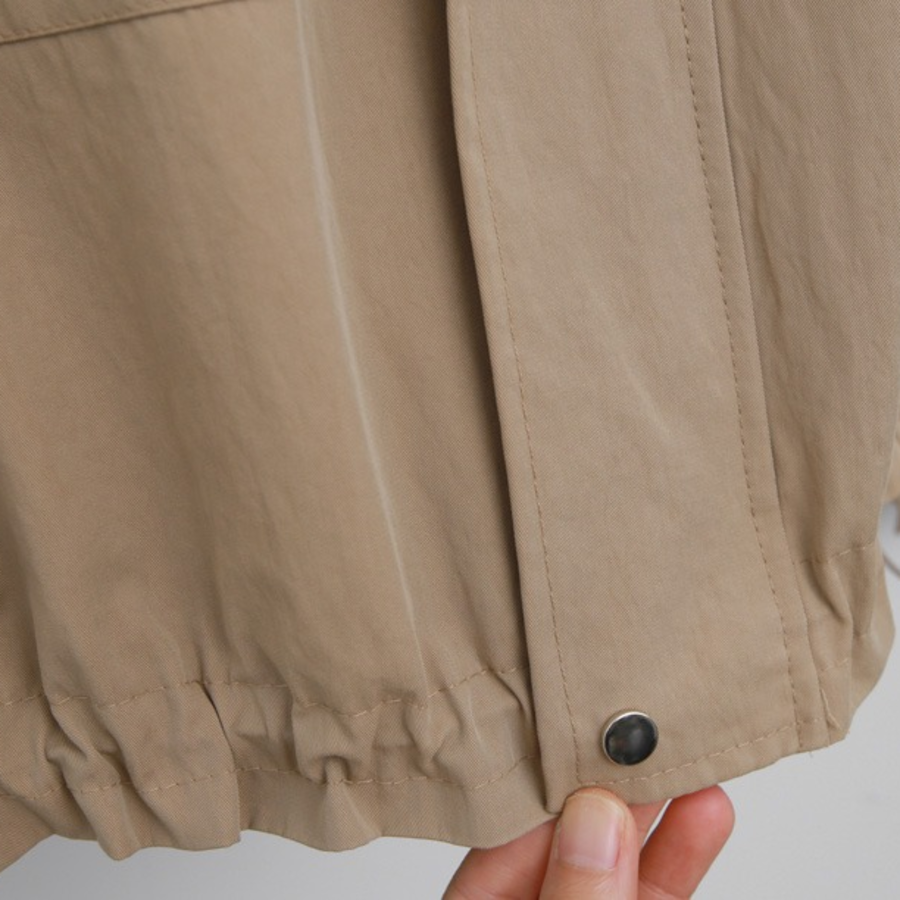 Nylon Zip-Up Safari Short Jacket