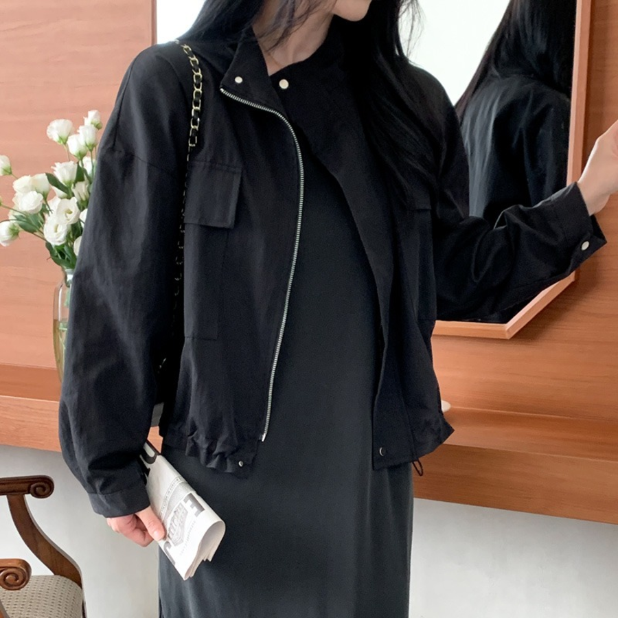 Nylon Zip-Up Safari Short Jacket