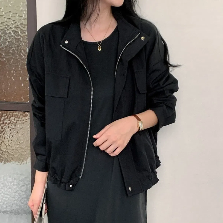 Nylon Zip-Up Safari Short Jacket