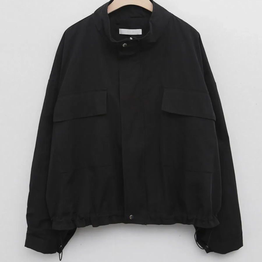 Nylon Zip-Up Safari Short Jacket