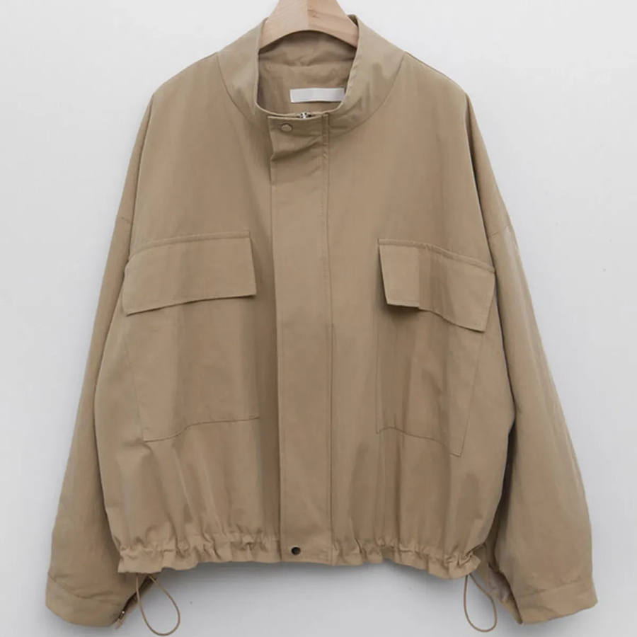 Nylon Zip-Up Safari Short Jacket