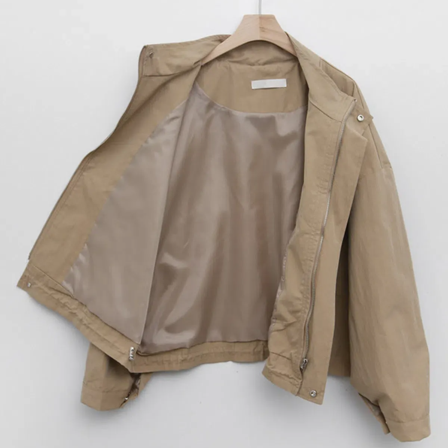 Nylon Zip-Up Safari Short Jacket