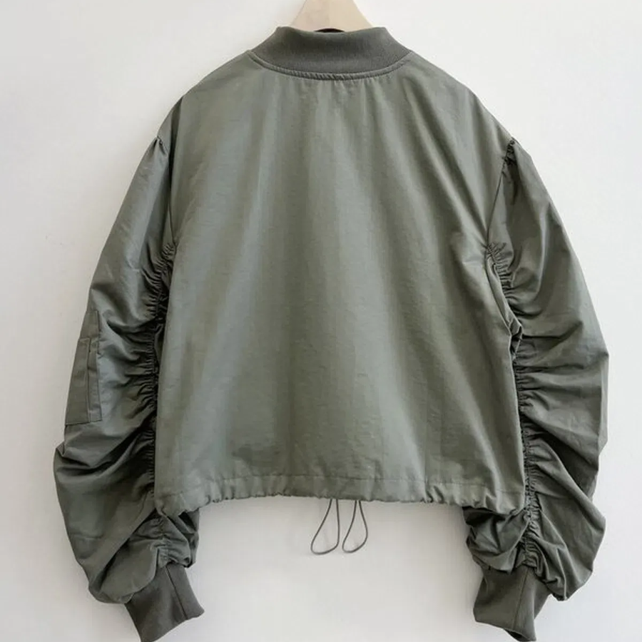 Shirring Detail Short Bomber Jacket