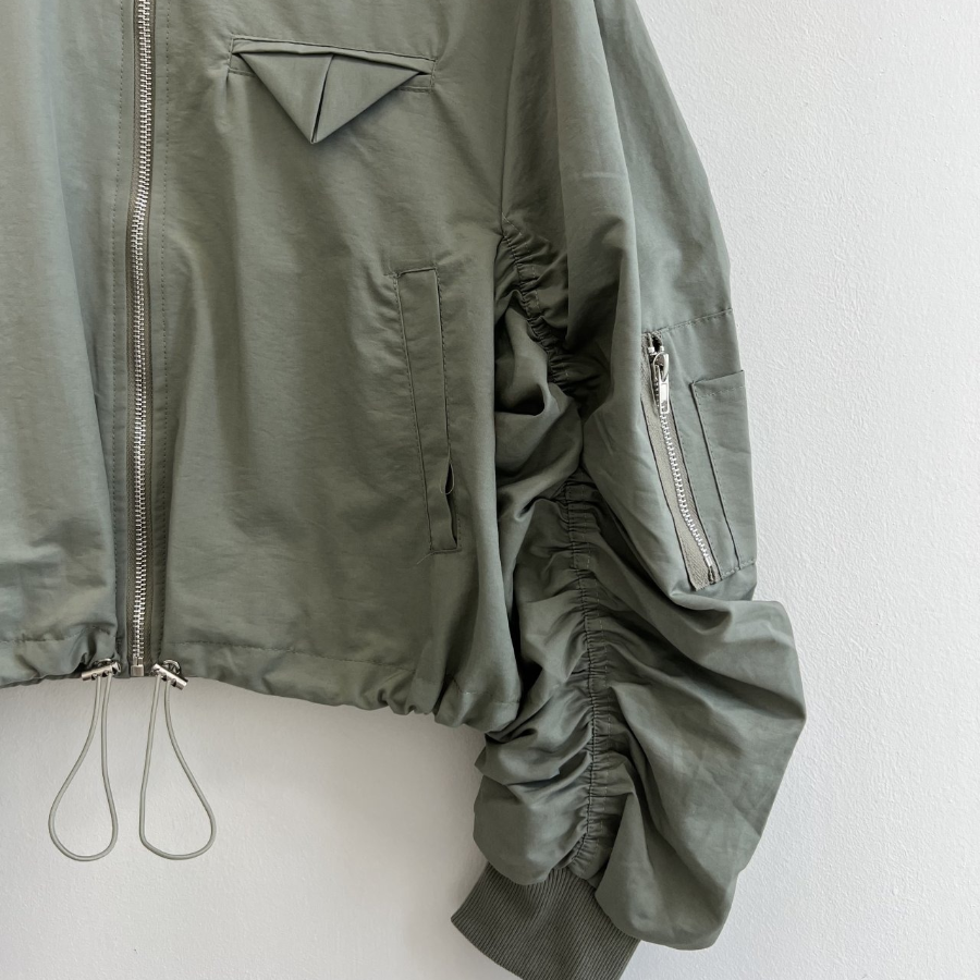 Shirring Detail Short Bomber Jacket