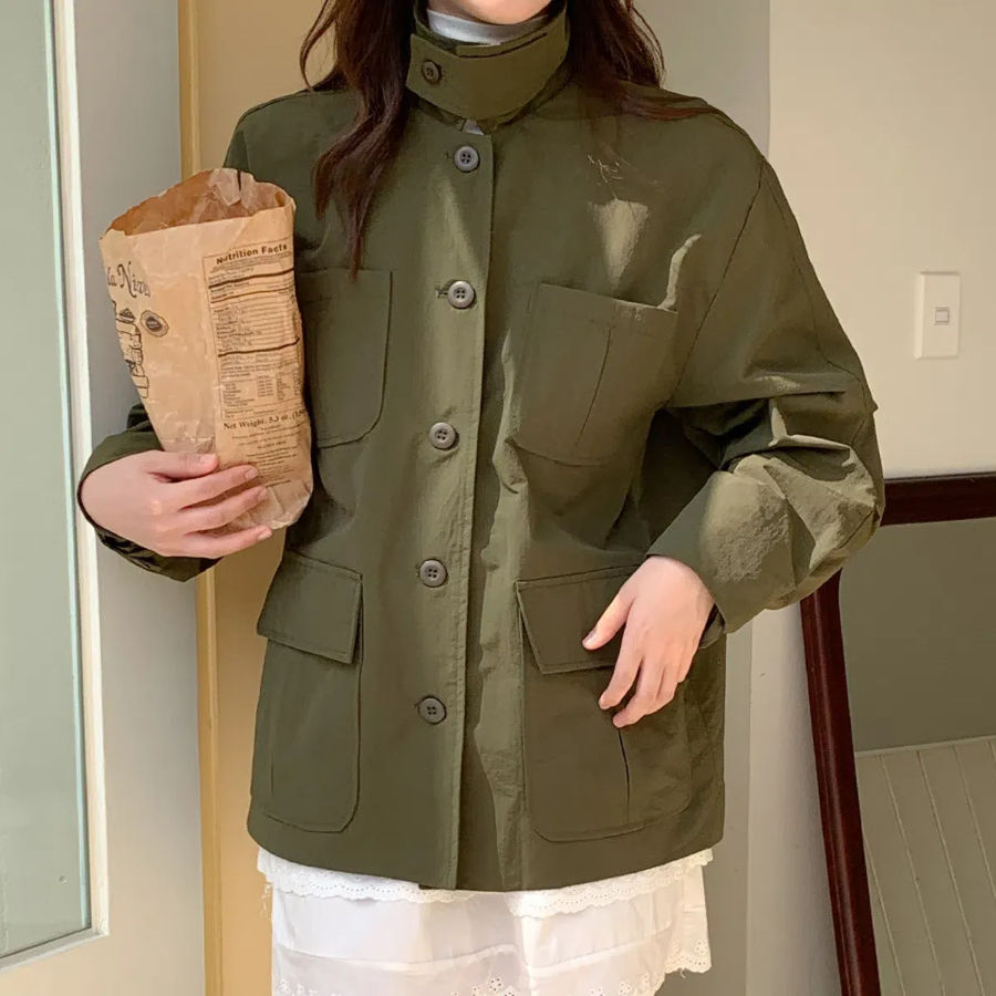 Pin-Tuck Pocket Oversized Jacket