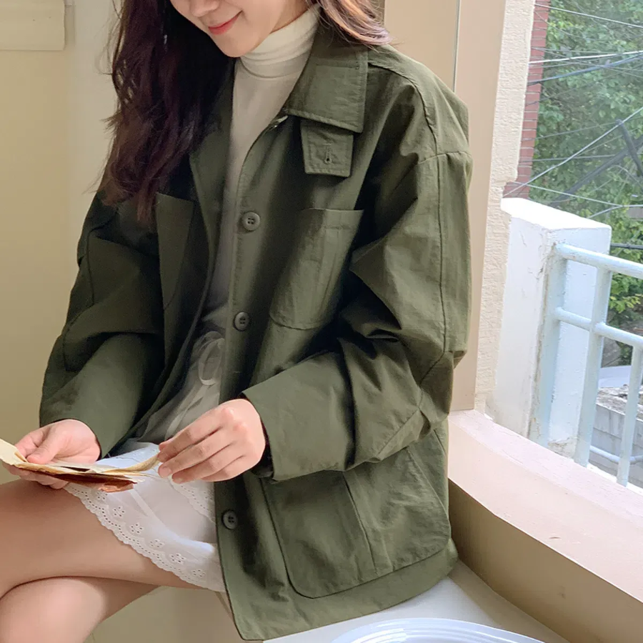 Pin-Tuck Pocket Oversized Jacket