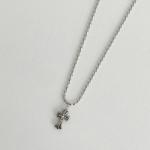 Серебристое колье с крестом на шариковой цепочке