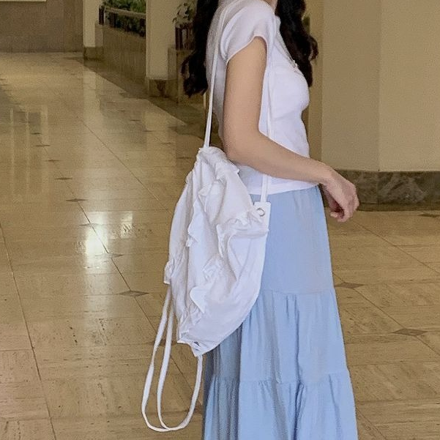 Lamar Wearable Nylon Frill String Backpack — лёгкий рюкзак с романтичным акцентом