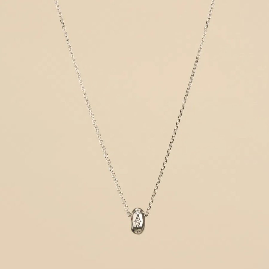 Серебряное колье с миниатюрным кольцом и кубическим цирконием из серебра 925 пробы