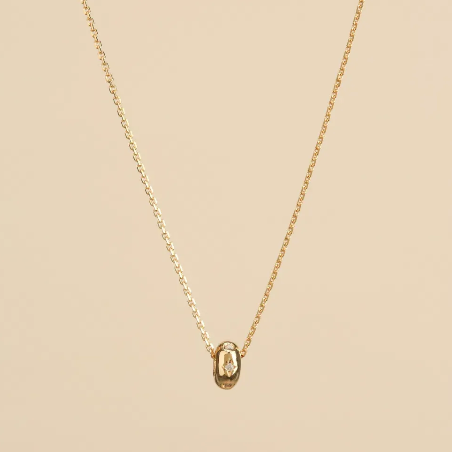 Серебряное колье с миниатюрным кольцом и кубическим цирконием из серебра 925 пробы