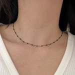 Серебристое колье с утончённой шариковой цепочкой из хирургической стали