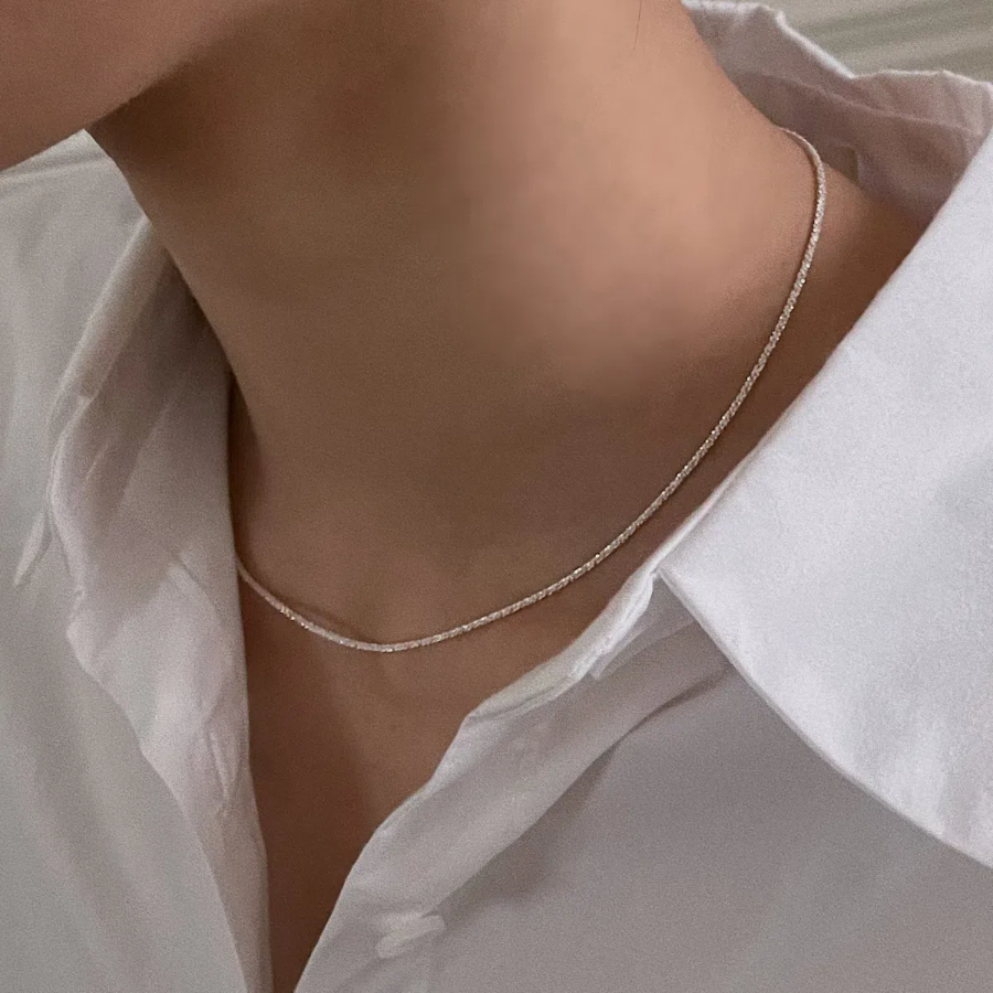 Колье с блестящей цепочкой из серебра 925 пробы