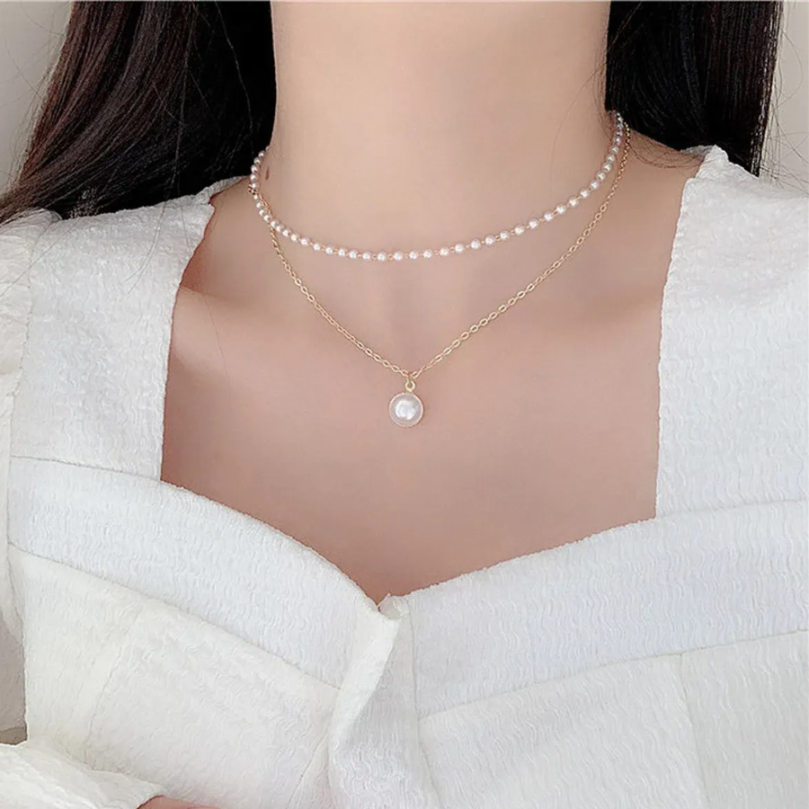 Колье с жемчужинами для многослойного ношения, золотистое