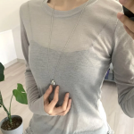 Серебристое колье с удлинённой подвеской из хирургической стали