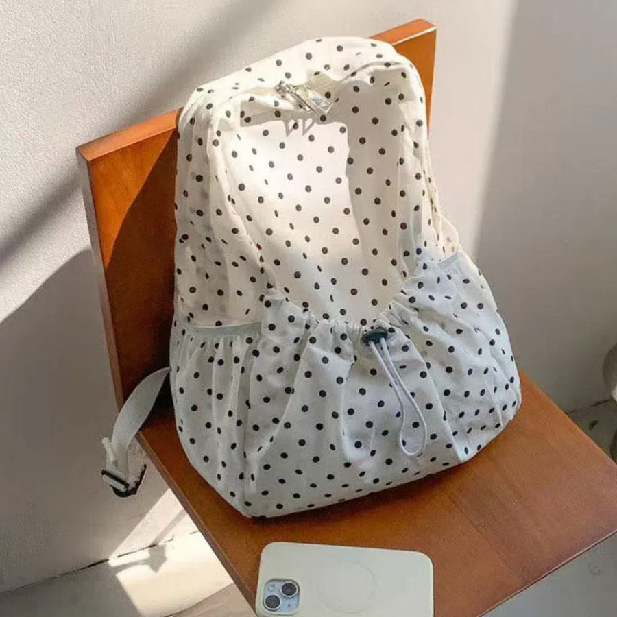 BeBlossom Milky Dot Backpack — нежный рюкзак с горошком в формате 2-в-1