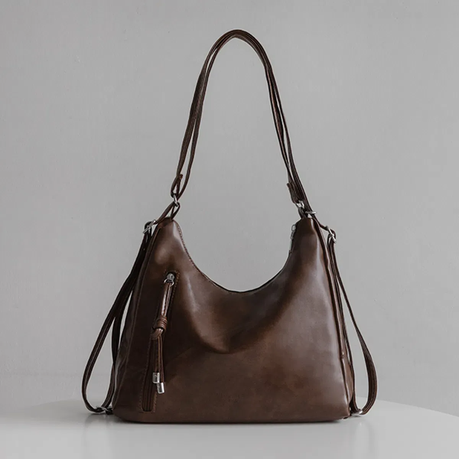 Vintage Leather Shoulder Cross Backpack — винтажный рюкзак с функцией кросс-боди и сумки на плечо