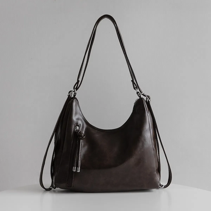 Vintage Leather Shoulder Cross Backpack — винтажный рюкзак с функцией кросс-боди и сумки на плечо