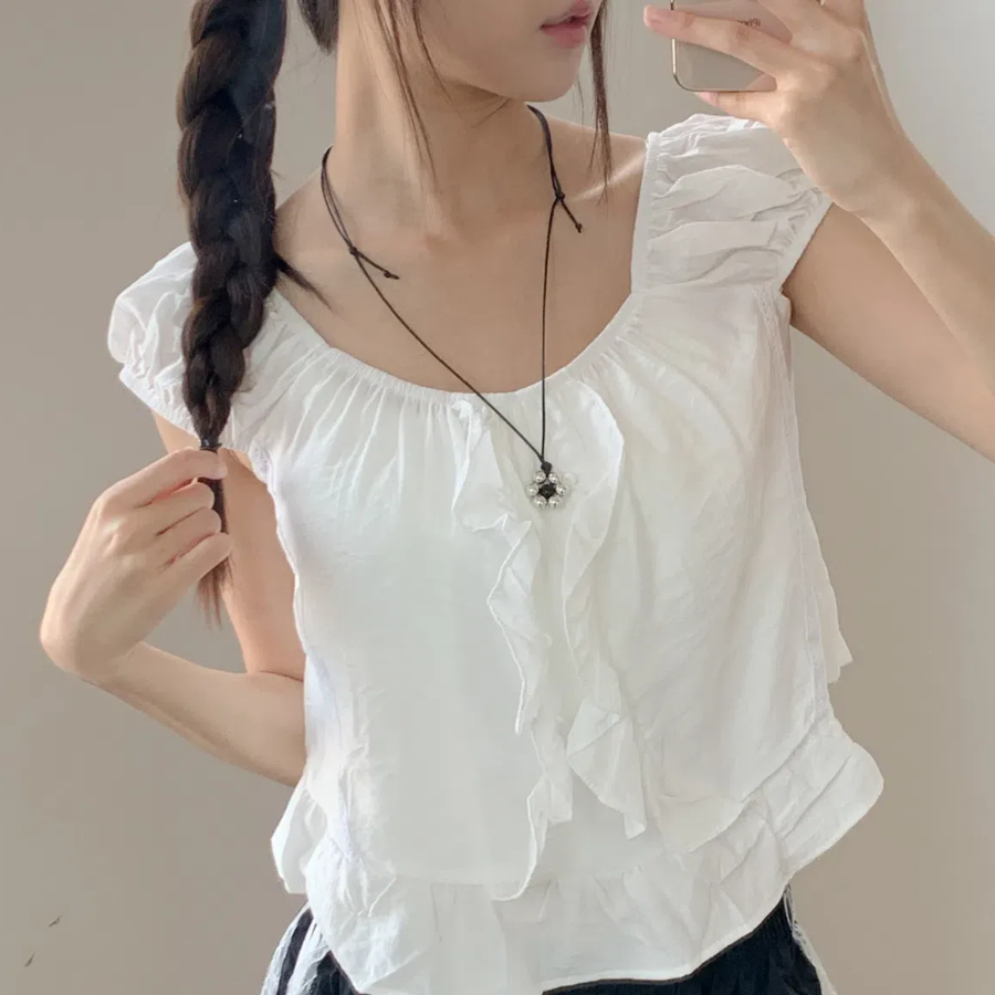 Длинное акриловое колье с цветочным подвесом и регулируемой длиной