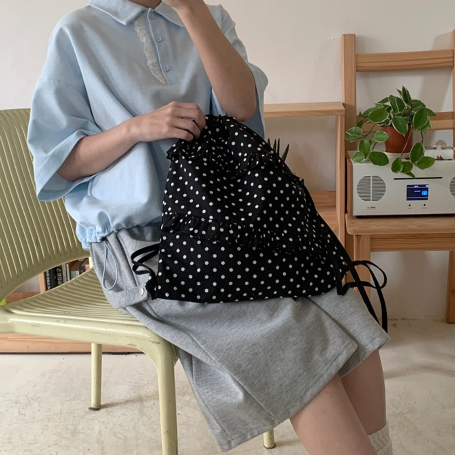 Dove String Dot Backpack — лёгкий рюкзак с акцентом на милый гороховый принт