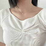 Серебряное колье с миниатюрной жемчужиной и изящной цепочкой «змейка»