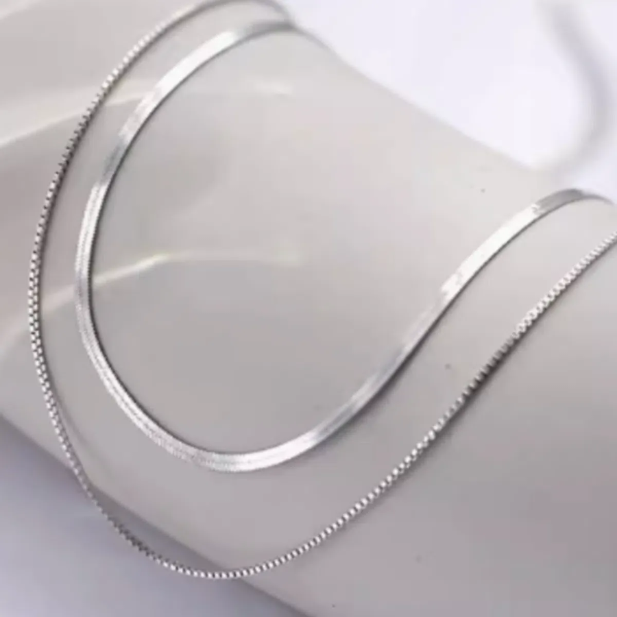 Двойной чокер с цепочкой «змейка» из серебра 925 пробы