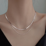 Двойной чокер с цепочкой «змейка» из серебра 925 пробы