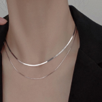 Двойной чокер с цепочкой «змейка» из серебра 925 пробы