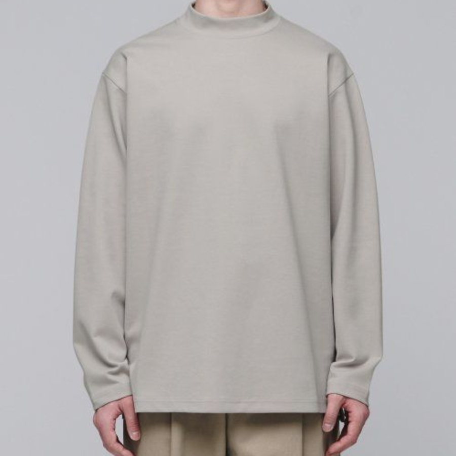 Ponte Mock Neck Long Sleeve T-Shirt [Mushroom]