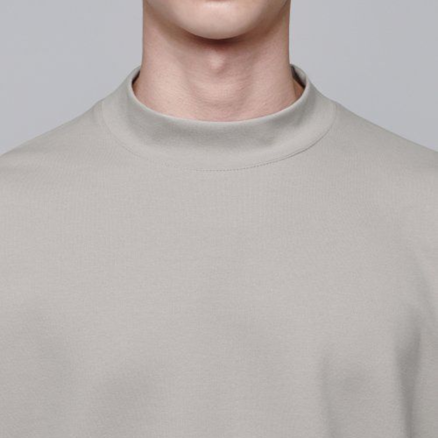Ponte Mock Neck Long Sleeve T-Shirt [Mushroom]