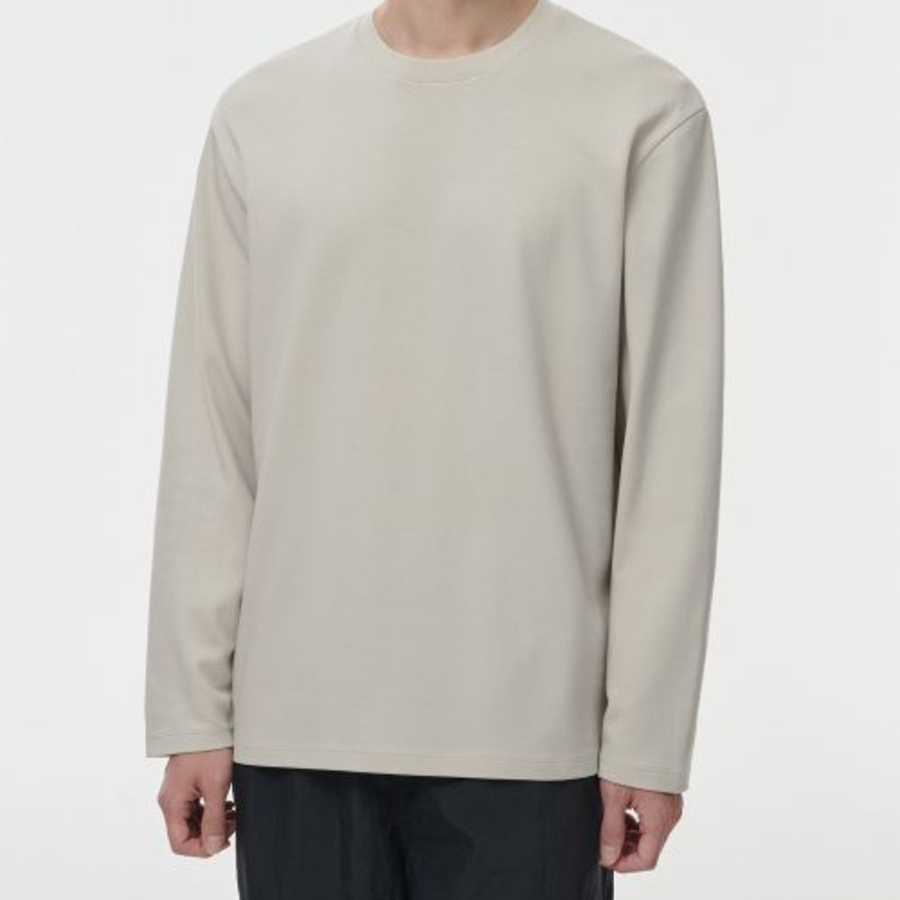 [HeatStandard] Crew Neck Long Sleeve T-Shirt [Light Beige]