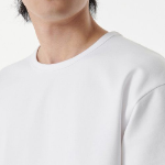 Heavy Ponte Relaxed Crew Neck Long Sleeve T-Shirt [White]