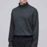 Relaxed Turtleneck Long Sleeve T-Shirt [Dark Gray]