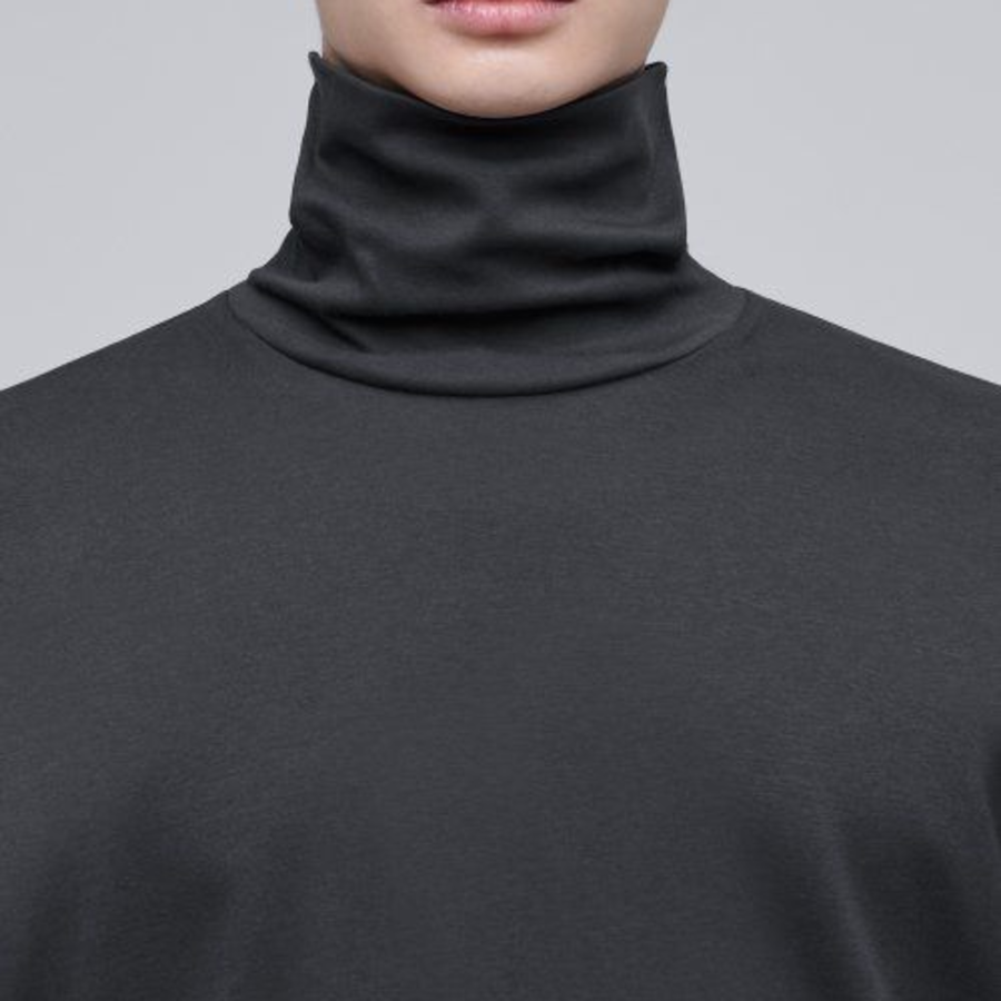 Relaxed Turtleneck Long Sleeve T-Shirt [Dark Gray]