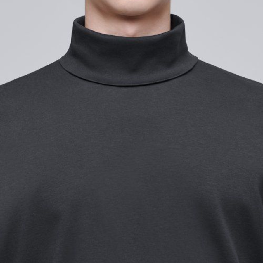 Relaxed Turtleneck Long Sleeve T-Shirt [Dark Gray]