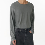 Relaxed Lightweight CR Scoop Neck Long Sleeve T-Shirt [Khaki Grey]