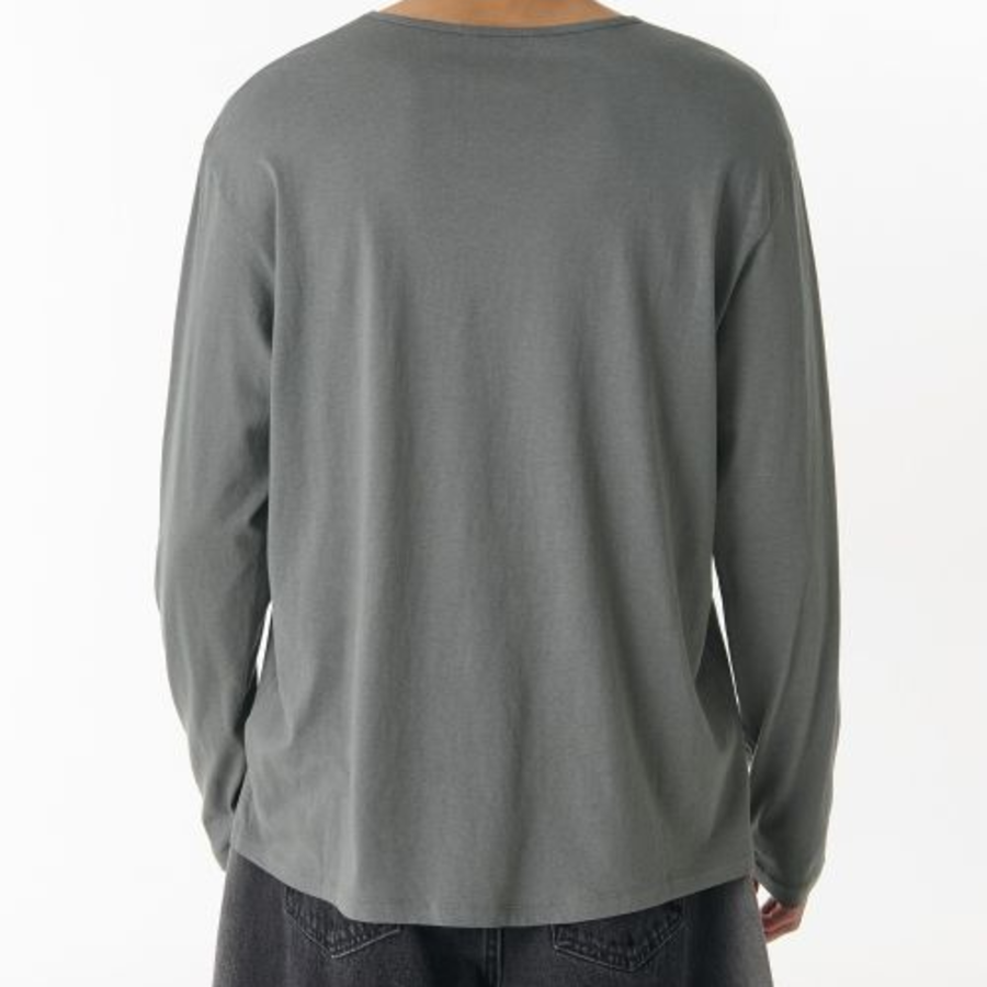 Relaxed Lightweight CR Scoop Neck Long Sleeve T-Shirt [Khaki Grey]