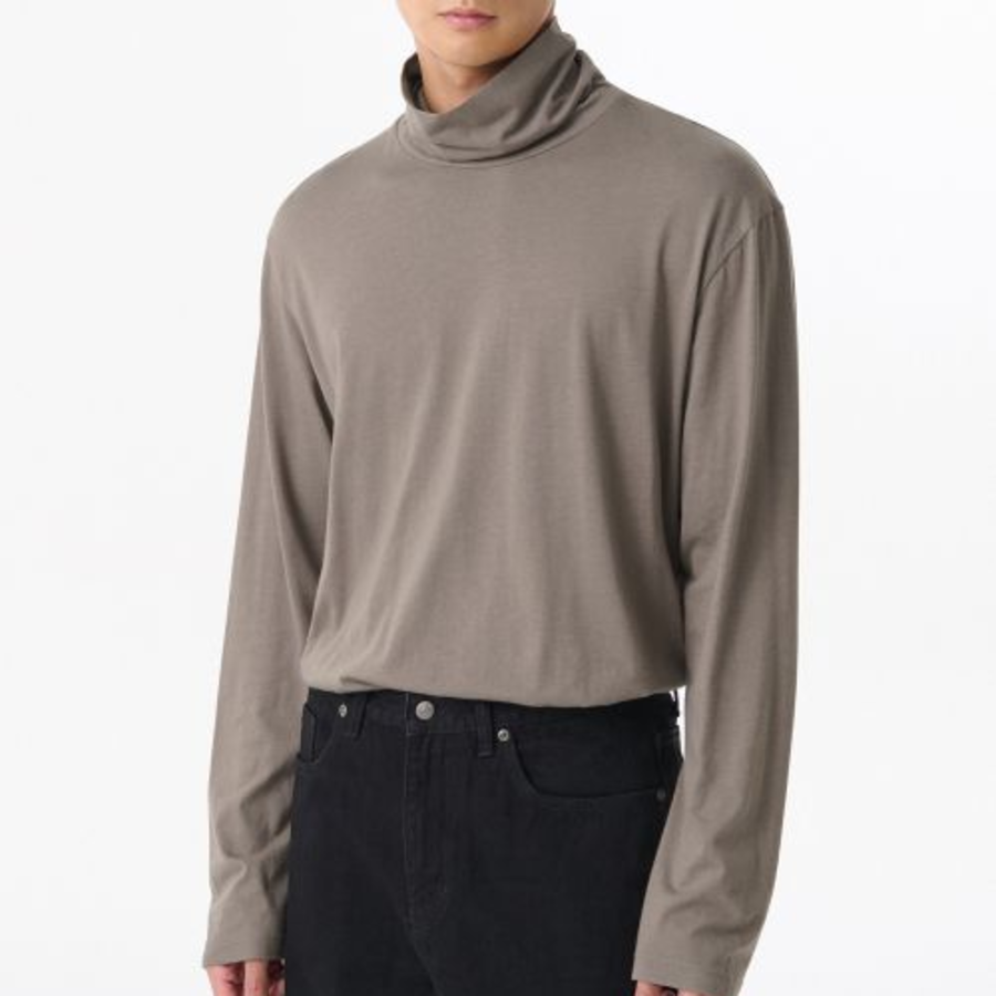 CR Turtle Neck Long Sleeve T-Shirt [Taupe]