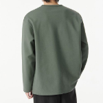 Heavy Ponte Relaxed Crew Neck Long Sleeve T-Shirt [Khaki Grey]