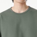 Heavy Ponte Relaxed Crew Neck Long Sleeve T-Shirt [Khaki Grey]