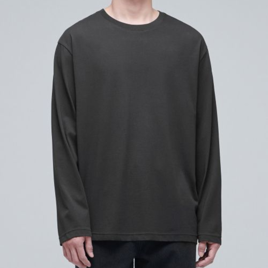 [CoolStandard] Crew Neck Long Sleeve T-Shirt [Gunmetal]