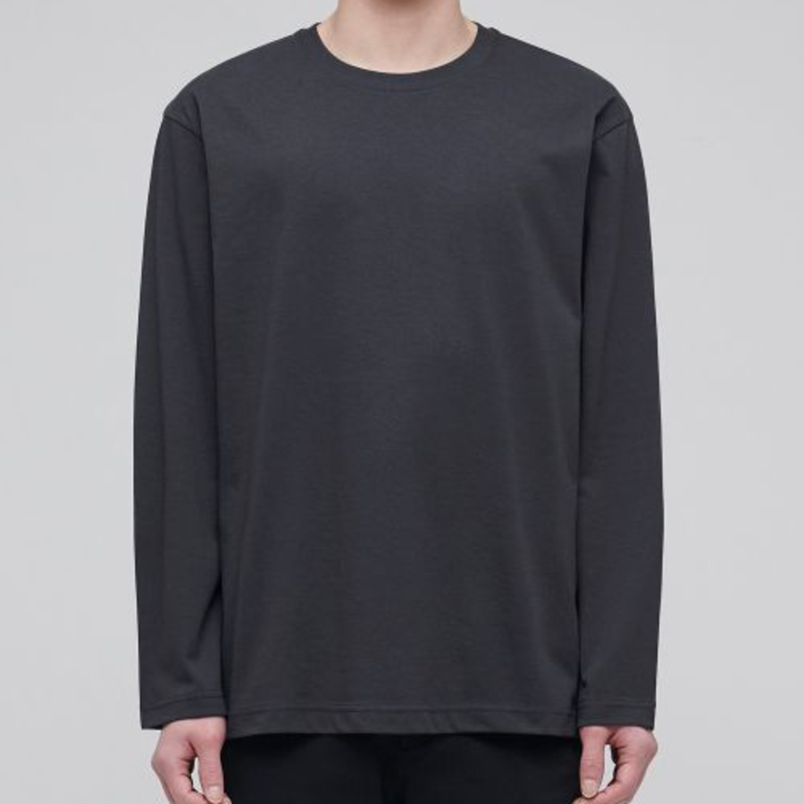 [CoolStandard] Crew Neck Long Sleeve T-Shirt [Dark Gray]